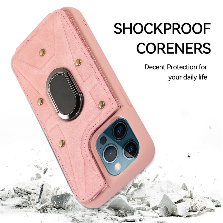 For iPhone 12 Pro Max Armor Ring Wallet Back Cover Phone Case
