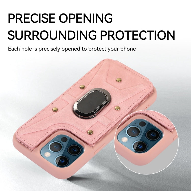 For iPhone 12 Pro Max Armor Ring Wallet Back Cover Phone Case