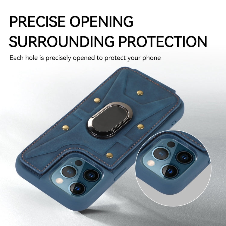For iPhone 12 Pro Max Armor Ring Wallet Back Cover Phone Case