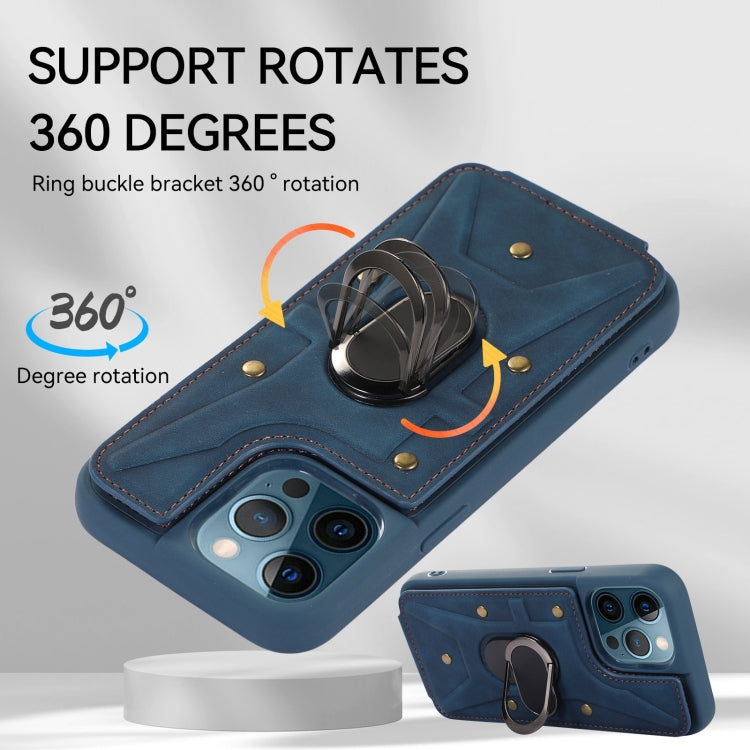 For iPhone 12 Pro Max Armor Ring Wallet Back Cover Phone Case