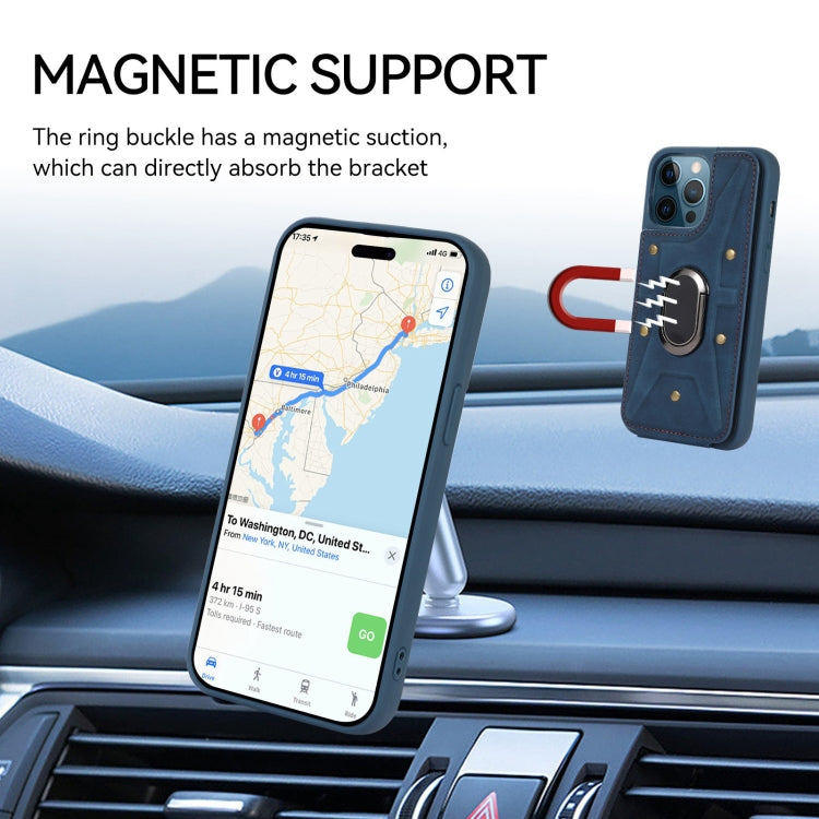 For iPhone 12 Pro Max Armor Ring Wallet Back Cover Phone Case