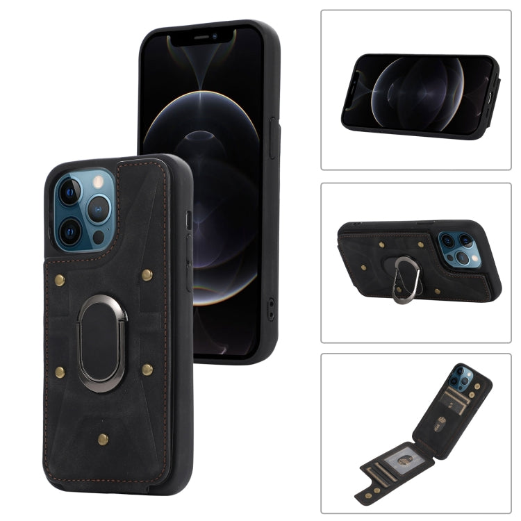 For iPhone 11 Pro Armor Ring Wallet Back Cover Phone Case
