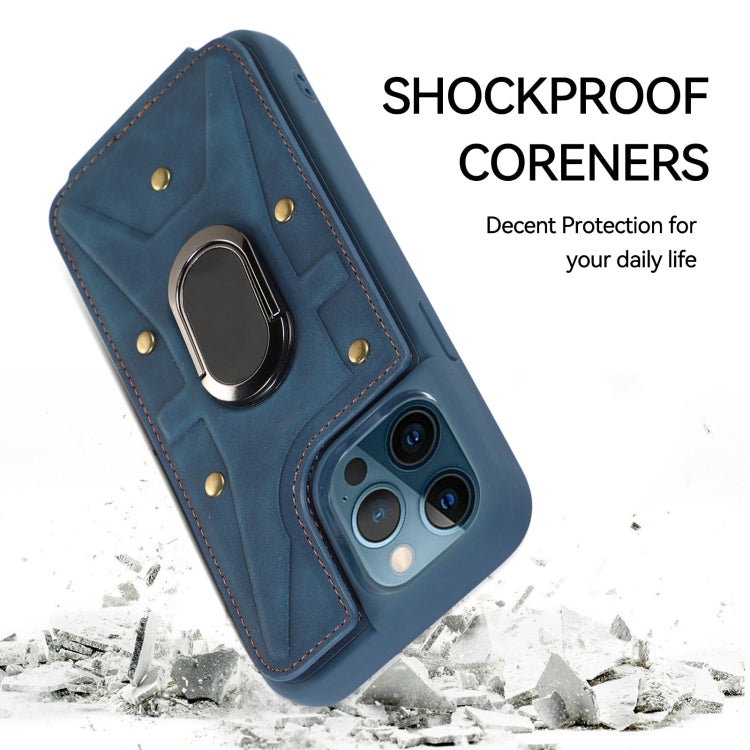 For iPhone 11 Pro Armor Ring Wallet Back Cover Phone Case