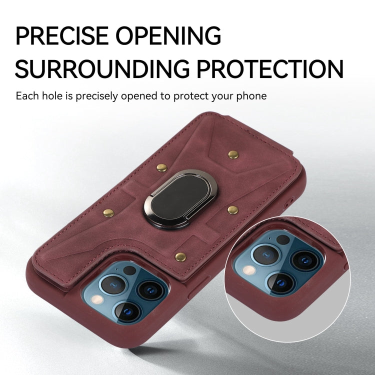 For iPhone 11 Pro Max Armor Ring Wallet Back Cover Phone Case
