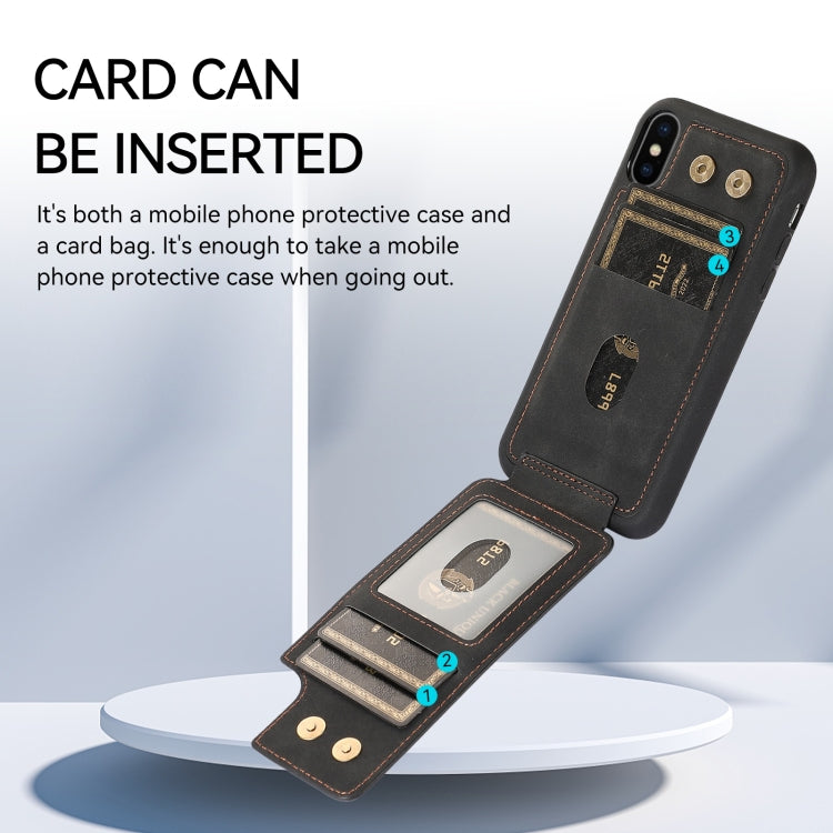 For iPhone X / XS Armor Ring Wallet Back Cover Phone Case