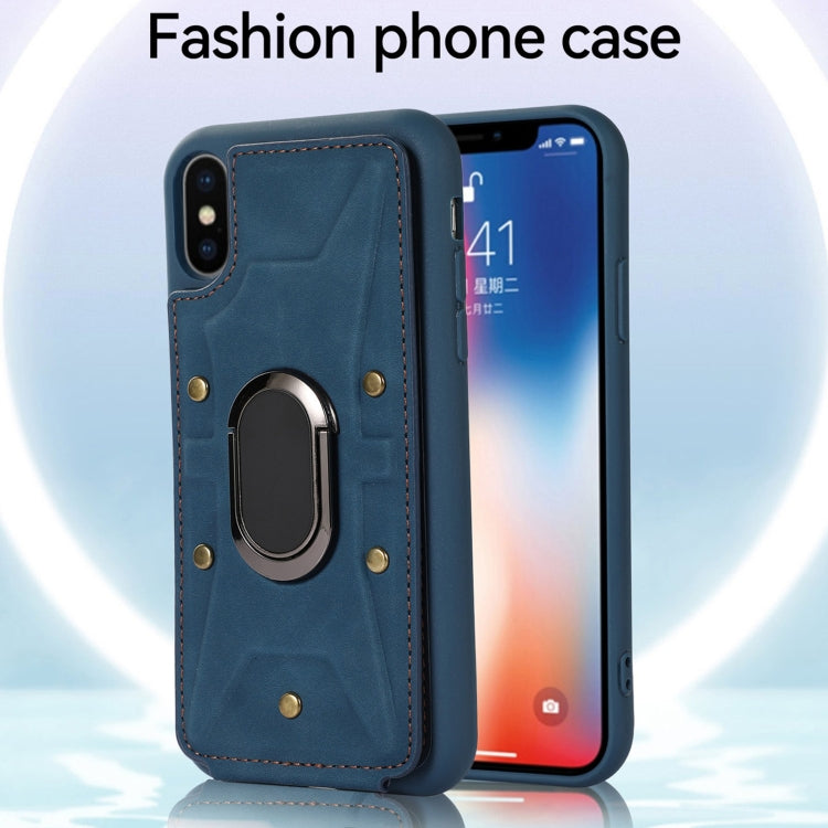 For iPhone X / XS Armor Ring Wallet Back Cover Phone Case