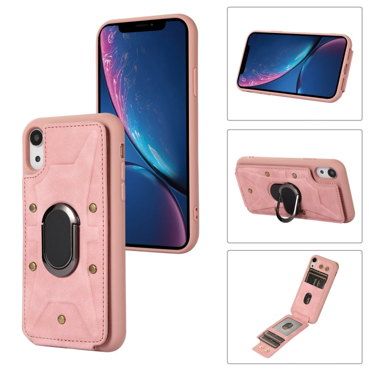For iPhone XR Armor Ring Wallet Back Cover Phone Case