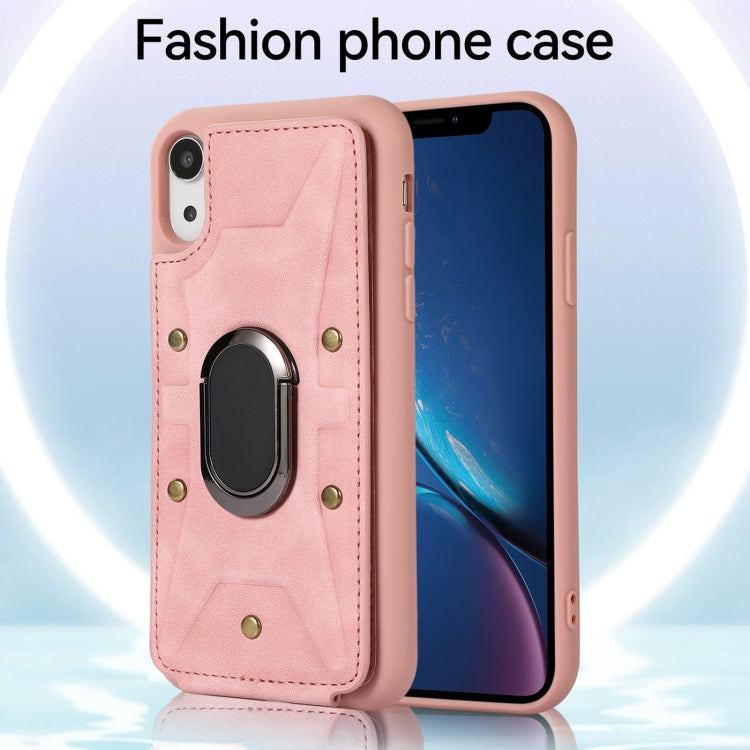 For iPhone XR Armor Ring Wallet Back Cover Phone Case