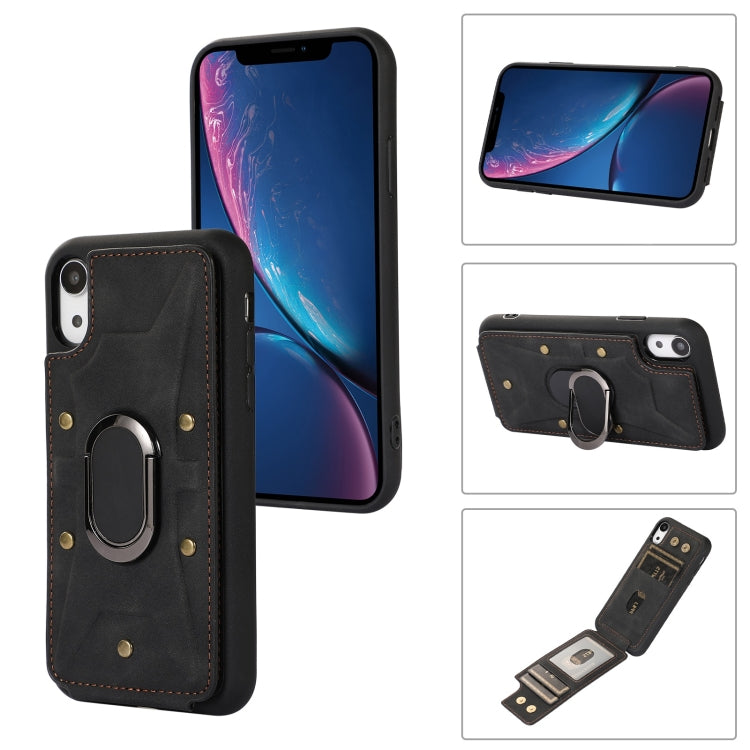 For iPhone XR Armor Ring Wallet Back Cover Phone Case