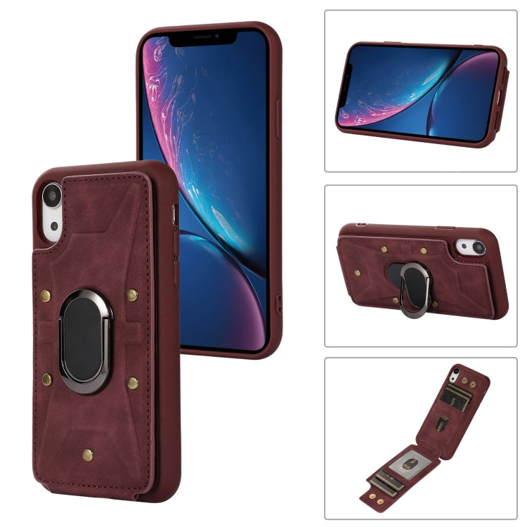 For iPhone XR Armor Ring Wallet Back Cover Phone Case