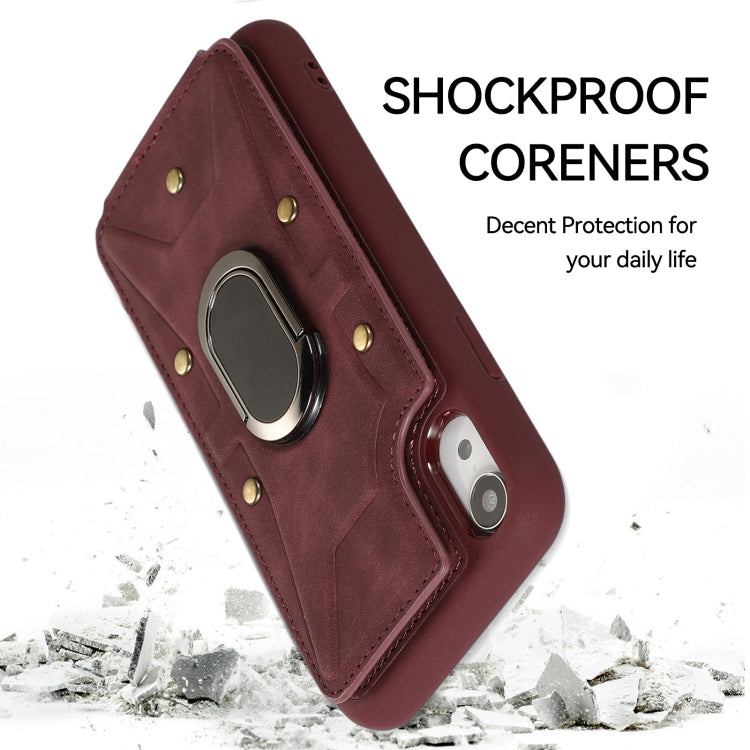 For iPhone XR Armor Ring Wallet Back Cover Phone Case
