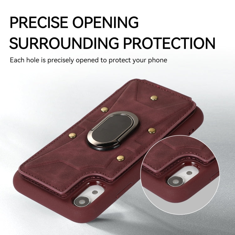 For iPhone XR Armor Ring Wallet Back Cover Phone Case