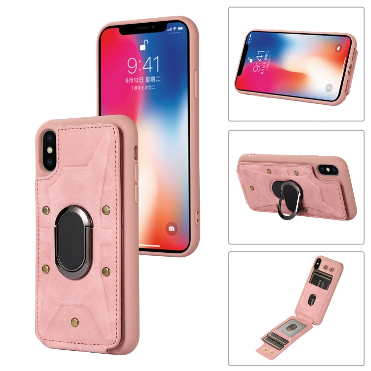 For iPhone XS Max Armor Ring Wallet Back Cover Phone Case