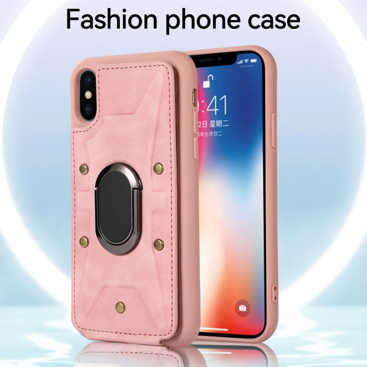 For iPhone XS Max Armor Ring Wallet Back Cover Phone Case