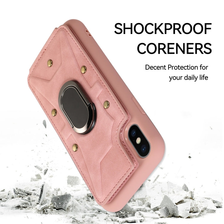 For iPhone XS Max Armor Ring Wallet Back Cover Phone Case