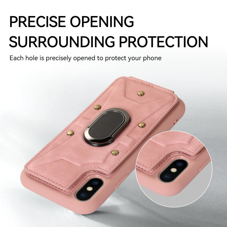 For iPhone XS Max Armor Ring Wallet Back Cover Phone Case
