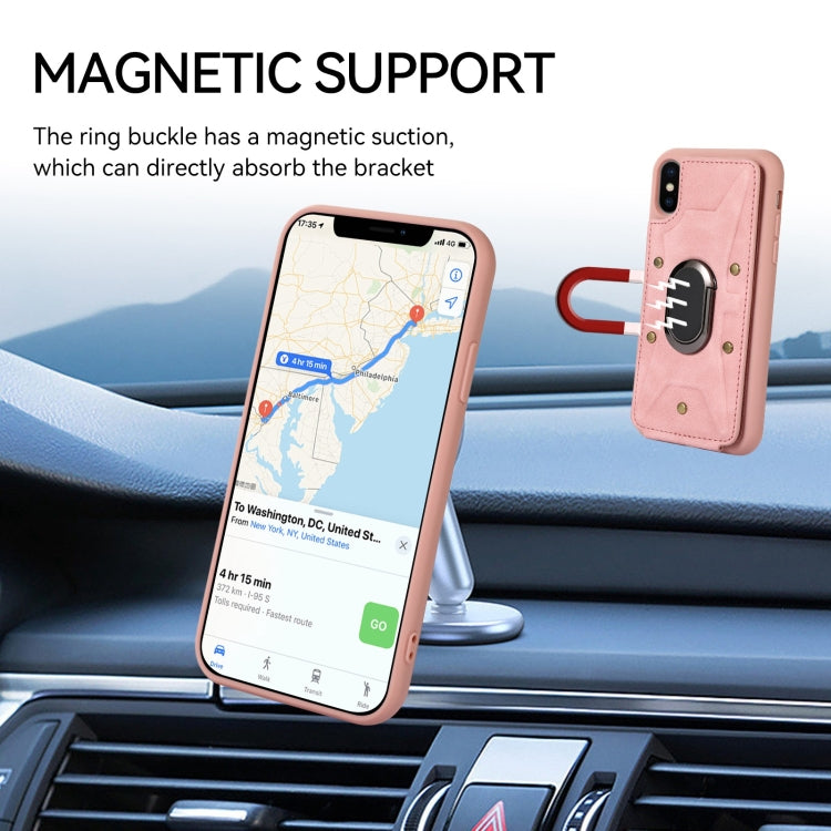 For iPhone XS Max Armor Ring Wallet Back Cover Phone Case