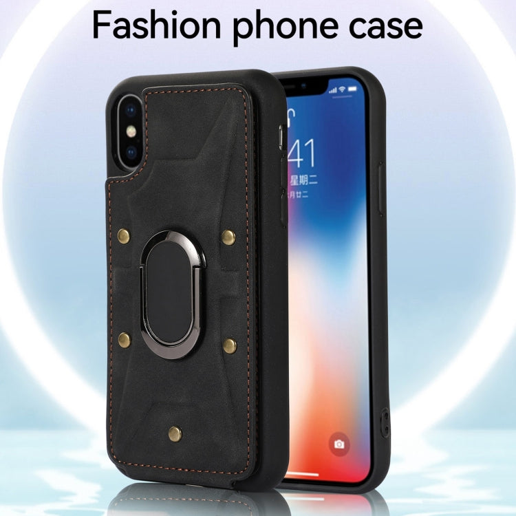 For iPhone XS Max Armor Ring Wallet Back Cover Phone Case