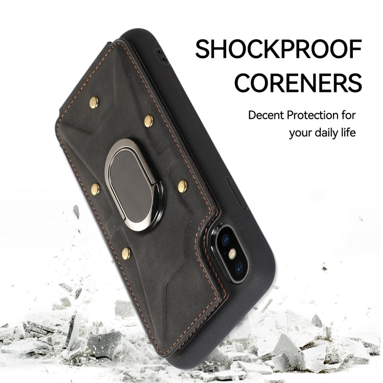 For iPhone XS Max Armor Ring Wallet Back Cover Phone Case