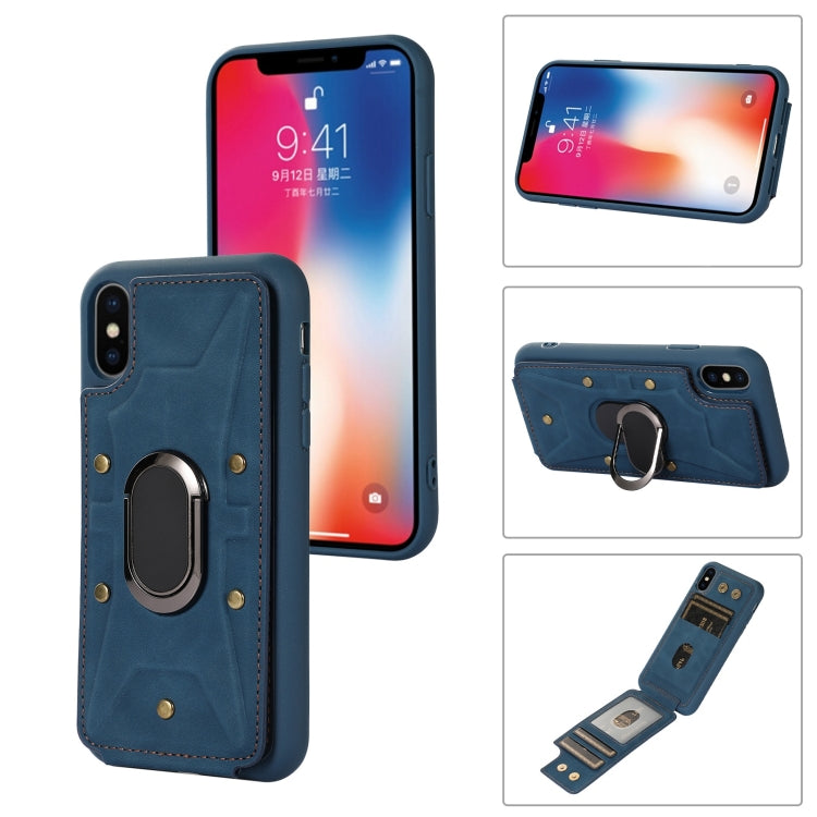 For iPhone XS Max Armor Ring Wallet Back Cover Phone Case
