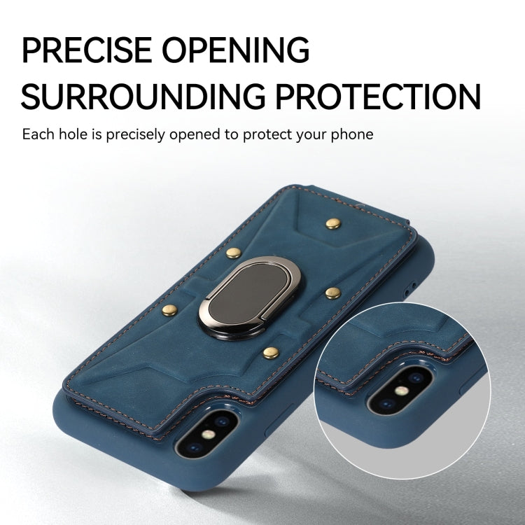 For iPhone XS Max Armor Ring Wallet Back Cover Phone Case