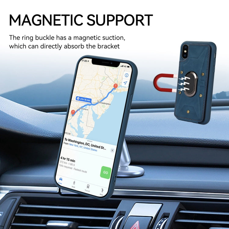 For iPhone XS Max Armor Ring Wallet Back Cover Phone Case