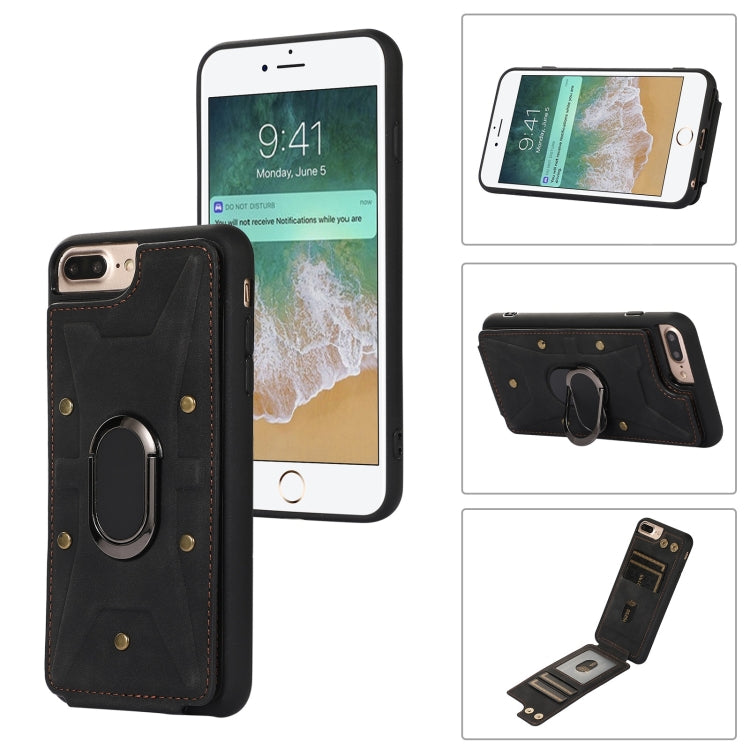 For iPhone SE 2022 / 2020 / 8 / 7 Armor Ring Wallet Back Cover Phone Case