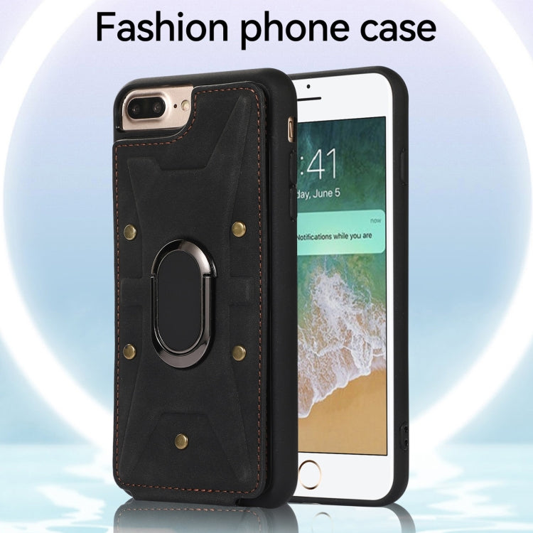 For iPhone SE 2022 / 2020 / 8 / 7 Armor Ring Wallet Back Cover Phone Case