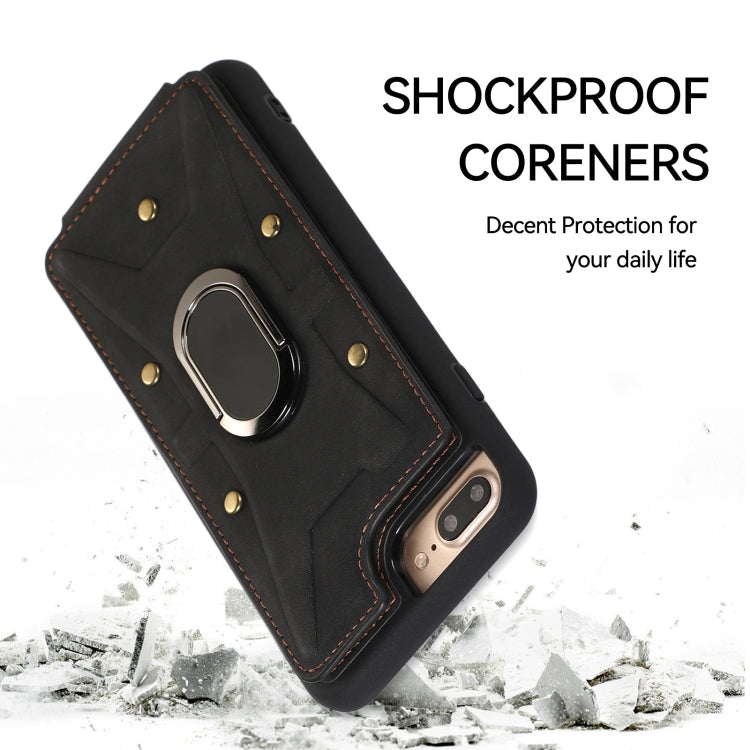 For iPhone SE 2022 / 2020 / 8 / 7 Armor Ring Wallet Back Cover Phone Case