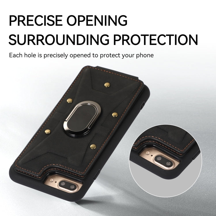 For iPhone SE 2022 / 2020 / 8 / 7 Armor Ring Wallet Back Cover Phone Case