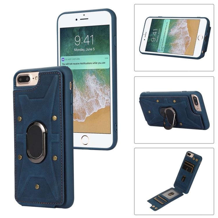 For iPhone SE 2022 / 2020 / 8 / 7 Armor Ring Wallet Back Cover Phone Case
