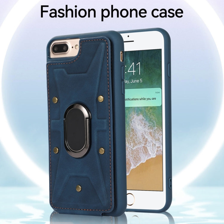 For iPhone SE 2022 / 2020 / 8 / 7 Armor Ring Wallet Back Cover Phone Case