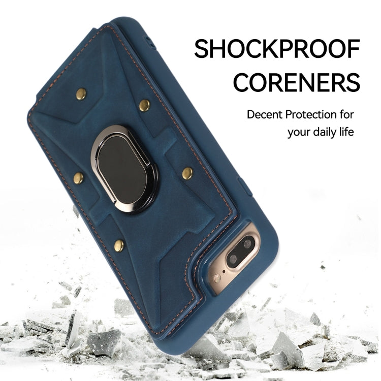 For iPhone SE 2022 / 2020 / 8 / 7 Armor Ring Wallet Back Cover Phone Case