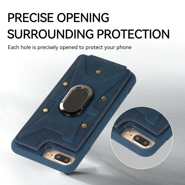 For iPhone SE 2022 / 2020 / 8 / 7 Armor Ring Wallet Back Cover Phone Case