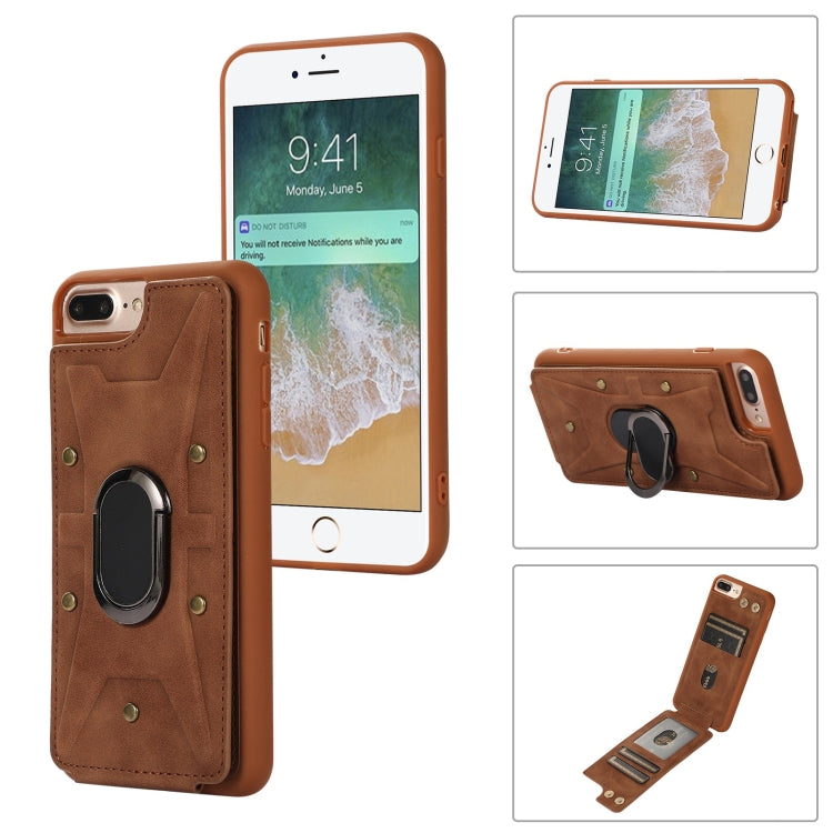 For iPhone SE 2022 / 2020 / 8 / 7 Armor Ring Wallet Back Cover Phone Case