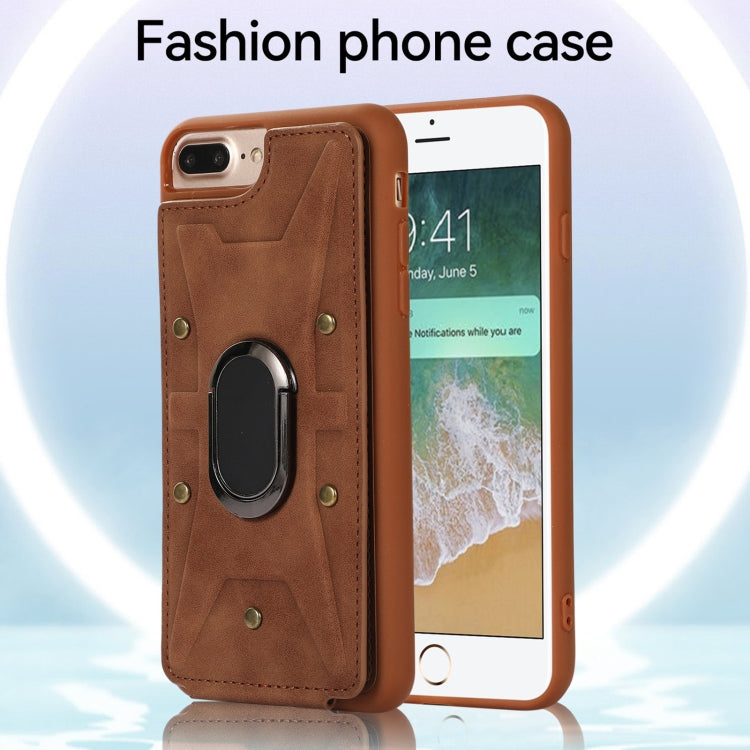 For iPhone SE 2022 / 2020 / 8 / 7 Armor Ring Wallet Back Cover Phone Case