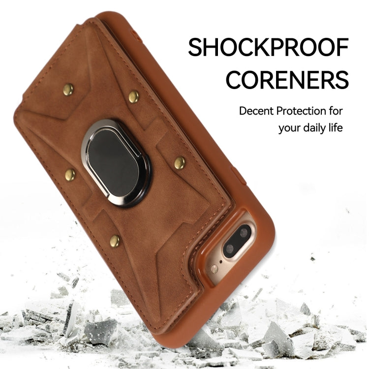 For iPhone SE 2022 / 2020 / 8 / 7 Armor Ring Wallet Back Cover Phone Case