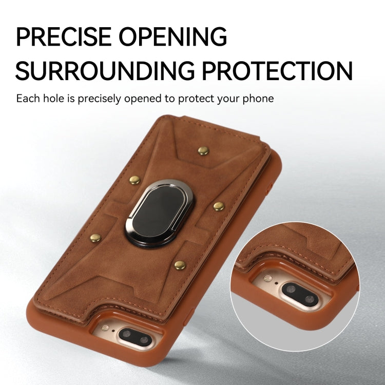 For iPhone SE 2022 / 2020 / 8 / 7 Armor Ring Wallet Back Cover Phone Case