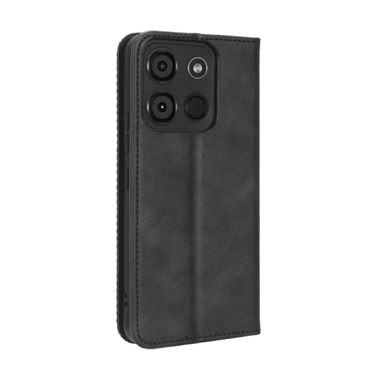 For Itel A60 Magnetic Buckle Retro Texture Leather Phone Case