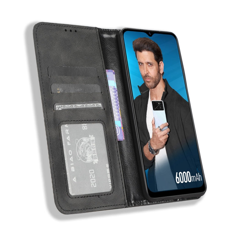 For Itel P40 Magnetic Buckle Retro Texture Leather Phone Case