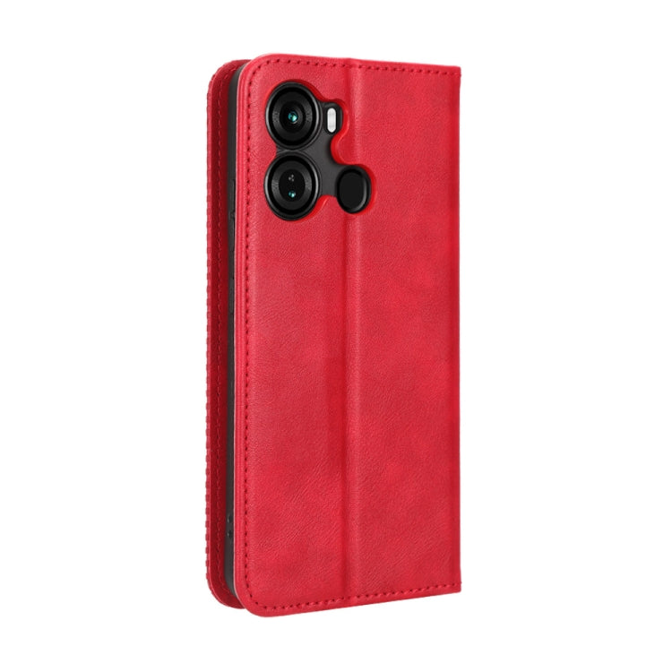 For Itel P40 Magnetic Buckle Retro Texture Leather Phone Case