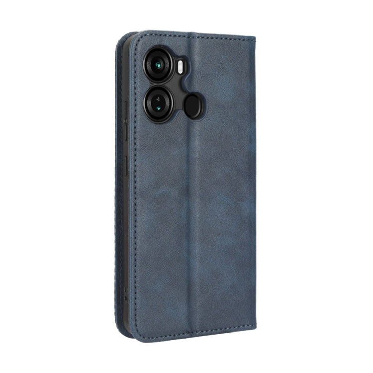 For Itel P40 Magnetic Buckle Retro Texture Leather Phone Case