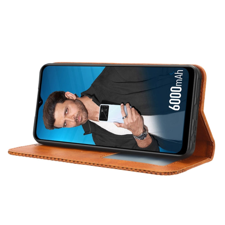 For Itel P40 Magnetic Buckle Retro Texture Leather Phone Case