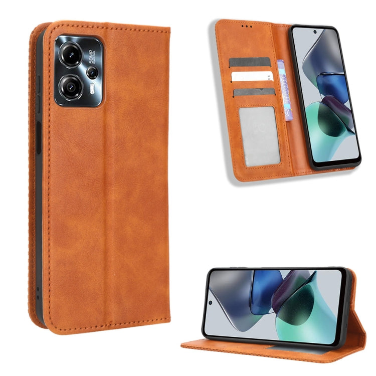 For Motorola Moto G13 / G23 4G Magnetic Buckle Retro Texture Leather Phone Case