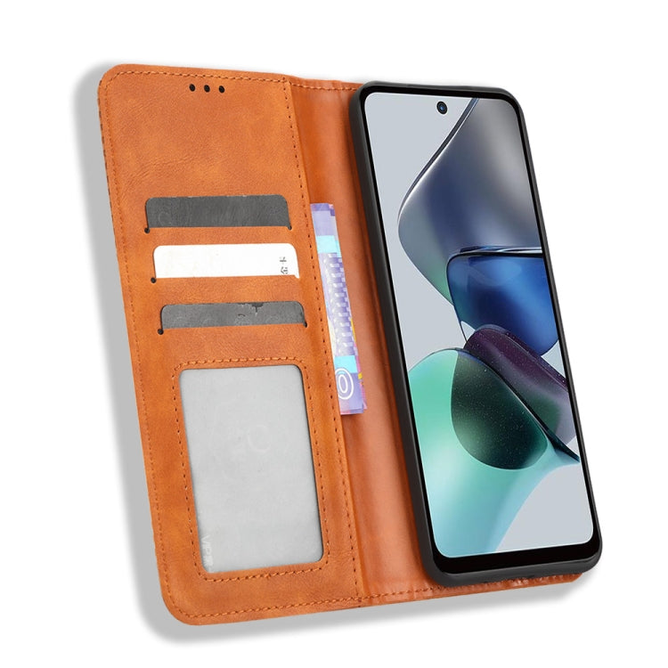 For Motorola Moto G13 / G23 4G Magnetic Buckle Retro Texture Leather Phone Case