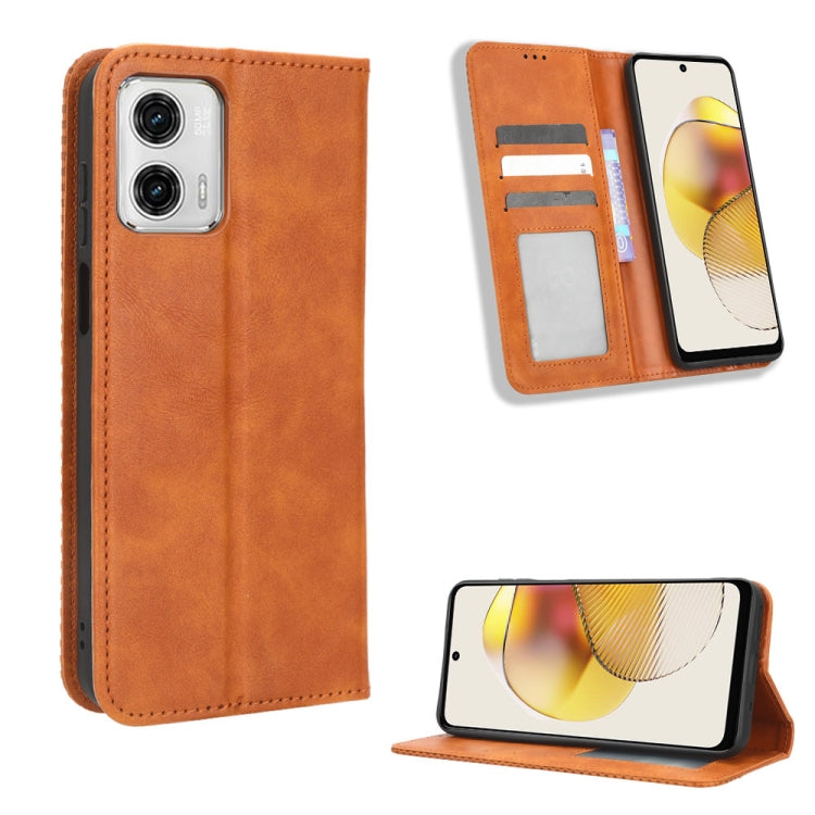 For Motorola Moto G73 5G Magnetic Buckle Retro Texture Leather Phone Case