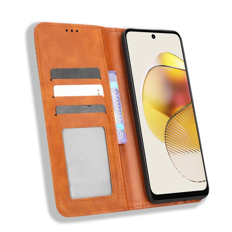 For Motorola Moto G73 5G Magnetic Buckle Retro Texture Leather Phone Case