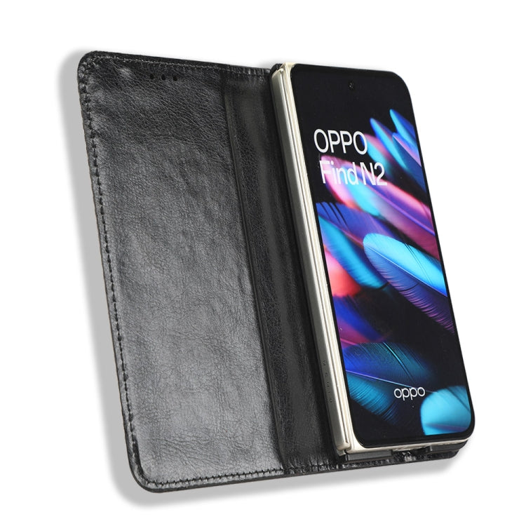 For OPPO Find N2 Magnetic Buckle Retro Texture Leather Phone Case