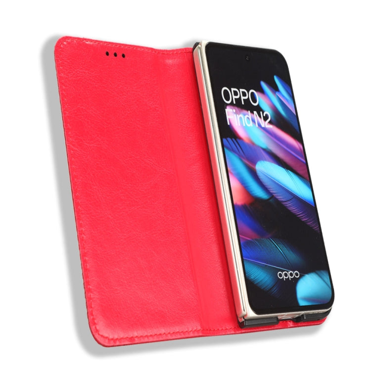 For OPPO Find N2 Magnetic Buckle Retro Texture Leather Phone Case
