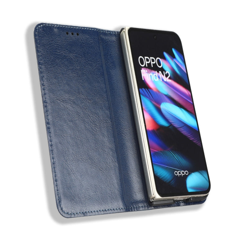 For OPPO Find N2 Magnetic Buckle Retro Texture Leather Phone Case